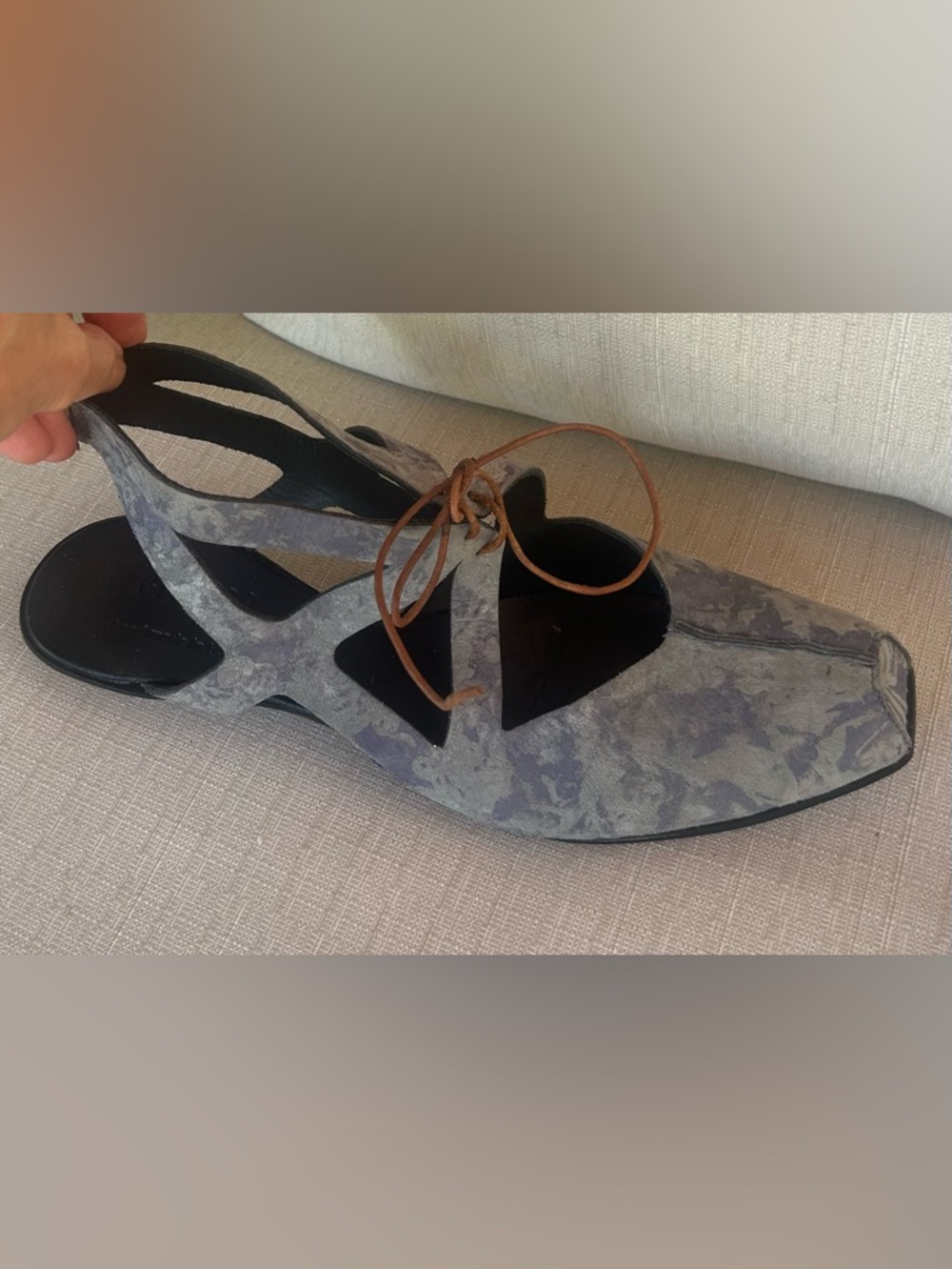 NWOB cydwoq Lace-Up Cutout Leather Sandal in Blue-Gray, size 10 (EU 41) - Picture 6 of 9
